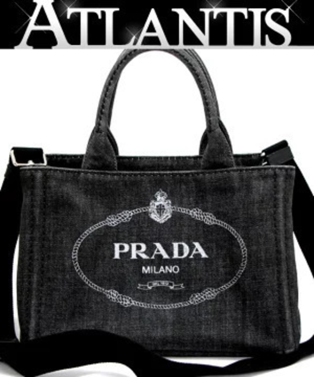 Prada Black Denim Bag Canapa Tote - Picture 2 of 7